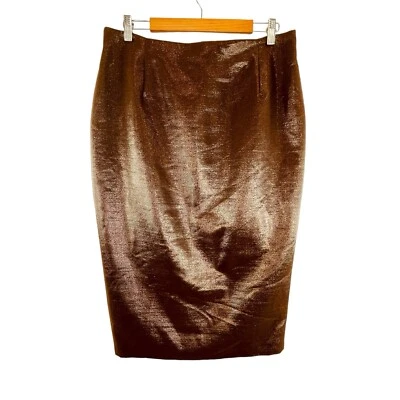 Falda Lápiz Clásica Marina Rinaldi Talla 21 (14) Marrón Mezcla Lana Metálica Foto 1 de 4