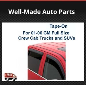 AVS 4Pc Tape-On Window Vent Visor Fits 2001-2006 GMC Crew Cab Trucks/SUVs -