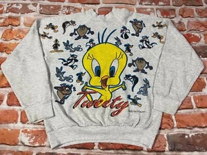 vintage Tweety Freeze all over print 90s raglan sweatshirt sz L taz bugs bunny - Picture 1 of 9