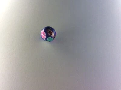 1 x 10mm blue/multi round handmade polmer clay fimo bead hole 2mm. - Image 1 of 4