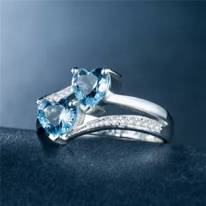 Fede Nuziale Donna Cuore A Cuore Romantica Zirconi Argento 925 Riempita Misura 6-10 - Foto 1 di 5