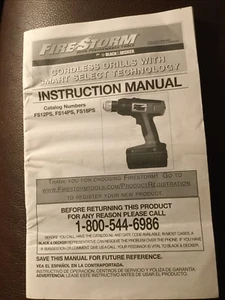 User Manual Fire Storm Cordless Drill FS12PS, FS14PS & FS18PS - Imagen 1 de 1
