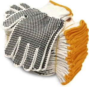 EvridWear Cotton Polyester String Knit Work Gloves With Two Side Dots, 12 Pairs - Picture 1 of 38