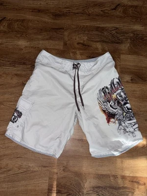 Andy Irons Billabong Board Shorts Para Hombres 38 Blanco Tatuaje Bañador Surf Playa Foto 1 de 4