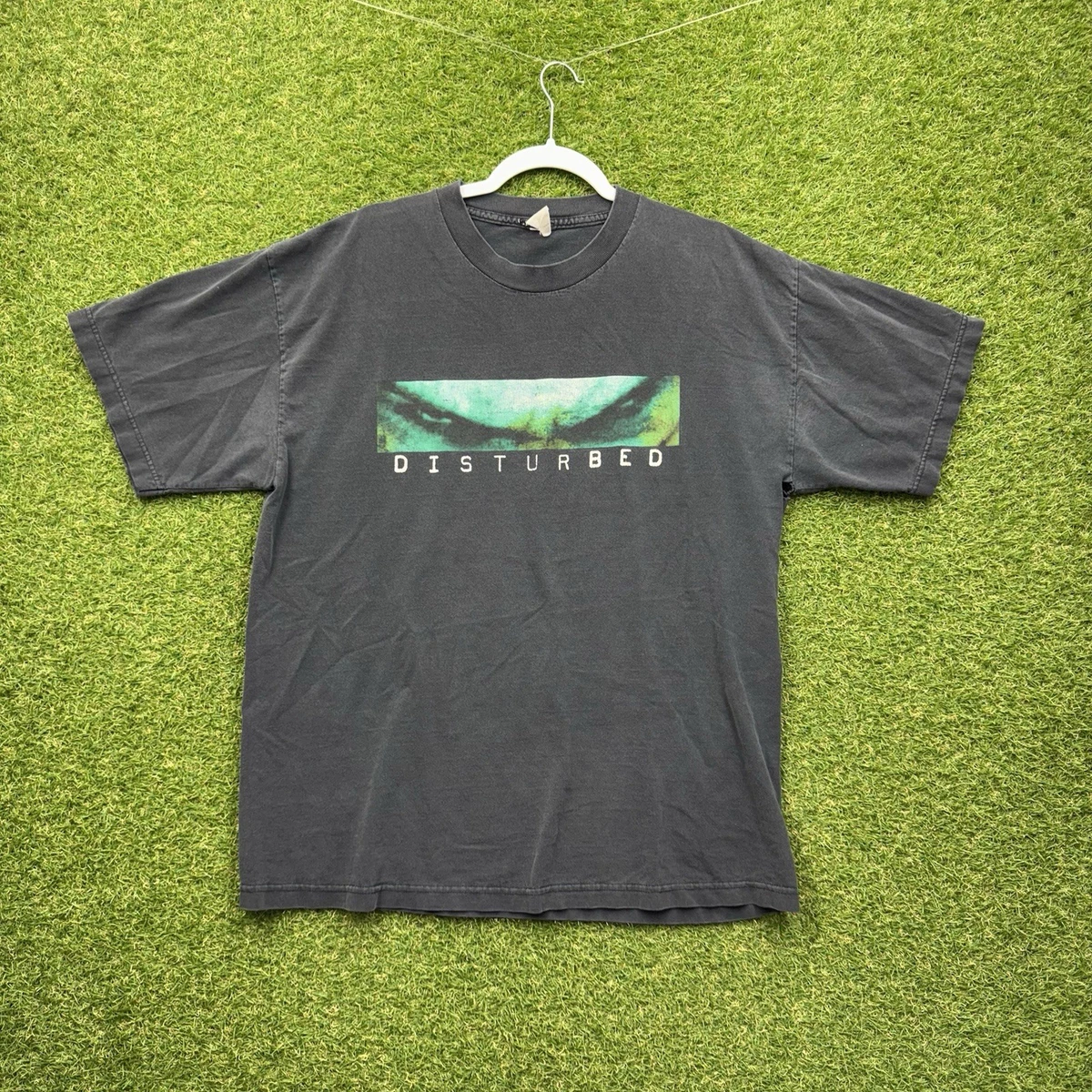 Disturbed Riveted Band Logo T-Shirt | Men's Mineral Wash Charcoal Grey Official Merch - View #6