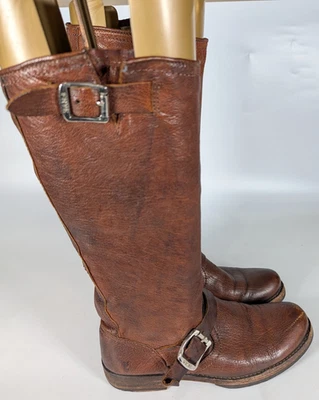 Botas de montar altas de cuero marrón holgadas FRYE Veronica desgastadas para mujer 6,5 B Foto 1 de 4
