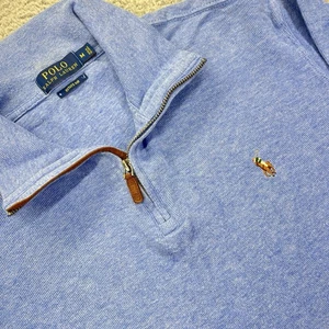 Ralph Lauren Pullover Herren mittelblau Estate Rib Quarter Zip Pulli Outdoor - Bild 1 von 9