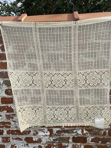 Antique Art Deco c1930s Ecru Cotton Scottish lace panel sample 36”/36” - Picture 1 of 7