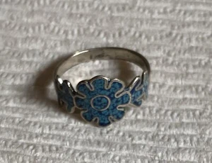 Vintage, Signed, TA-58-Mexico 925, Flower Turquoise Sterling Ring,Size 6.75 - Picture 1 of 3