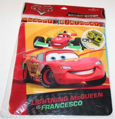 Disney Cars Lightning McQueen vs. Francesco Happy Birthday Banner - 8.35 ft. - Image 1 of 2