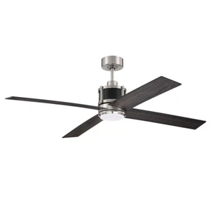 Craftmade 56" Gregory Fan, Nickel/Black/Greywood Blades/Frost - GRG56BNKFB4 - Picture 1 of 1