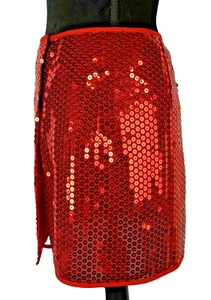 Gonna da donna Dolce Gabbana taglia 40 rossa paillettes avvolgente festa boho divertente 4 US NUOVA CON ETICHETTE $555 - Foto 1 di 8