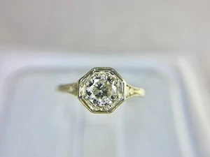 0.50 Ct Natural Diamond Round Cut 14K Yellow Gold Women's Engagement Ring - Picture 1 of 5