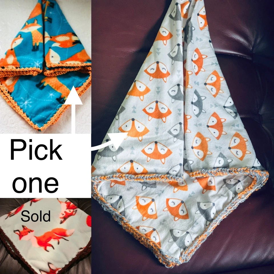 Manta de bebé Fox Fleece - Regalo bebé hecho a mano - opción ligera o cálida Foto 1 de 1