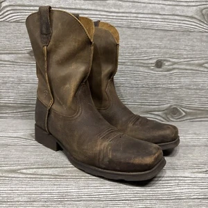 Ariat Mens Rambler Western Boots Brown Leather Pull On Square Toe Size 6 - Picture 1 of 9