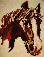 HORSE HEAD RUG Red Heart Latch Hook 25" X 35" COMPLETED Ready to Use NEW