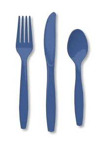24 Piece True Blue Premium Plastic Forks, Spoons, Knives Cutlery - 8 ea - Picture 1 of 1