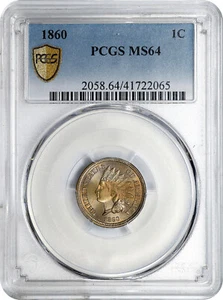 Centavo indio 1860 MS-64 certificado PCGS - Imagen 1 de 5