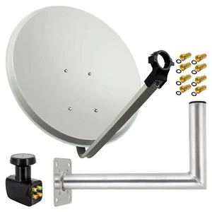 PremiumX Sat Anlage 60cm Satelliten Schüssel Spiegel Antenne Quad LNB Wandhalter - Bild 1 von 9