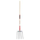 Manure Mulch Loose Material Fork 5-Oval Tine Forged Hardwood Handle Steel Head
