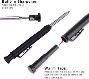 Carpenter Pencil with Sharpener, Solid Pencil with 6pcs Woodworking Pencil Ref - Picture 1 of 2