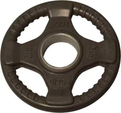 Cuerpo - Placa de goma sólida con diseño de agarre cuádruple - Placas de peso olímpicas Foto 1 de 4