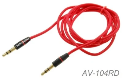 CABLESONLINE 4ft 3.5mm (1/8") Stereo TRS Male to Male Flexible Red Audio Cable, AV-104RD