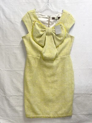 Vestido Falda Lápiz Anthropologie Eva Franco Chartreuse Amarillo Tweed Lazo Talla 12 Foto 1 de 4
