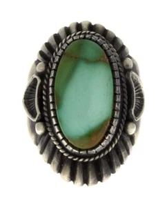 9.25 - High Grade Natural Pilot Mountain Turquoise Ring By Harry H. Begay - Picture 1 of 5