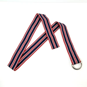 J Crew Ribbon D Ring Belt Red White Navy Blue Stripes Size S-M Ships Fast! - Picture 1 of 6