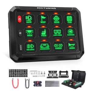 MICTUNING P1S RGB 12 Gang Switch Panel LED Light Bar Relay System Marine 12/24V - Picture 1 of 17