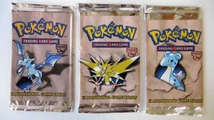 Pokemon Empty FOSSIL Booster Pack Wrappers x3 (1999) - Picture 1 of 3