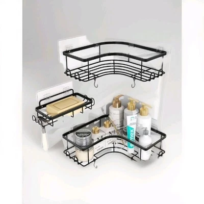 Paquete de 3 estantes esquineros Vmiya con 4 ganchos extraíbles estante esquinero Foto 1 de 3