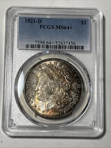 1921-D Morgan Silver Dollar - PCGS MS 64+ - Picture 1 of 7
