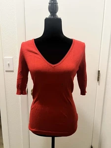 Blusa Express Roja Cuello en V Para Mujer Pequeña Manga 3/4 Cremallera Trasera Nueva Con Etiquetas - Imagen 1 de 7