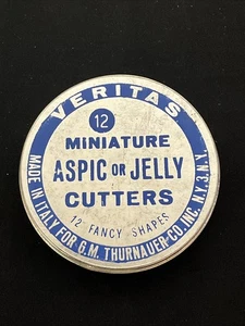 Veritas 12 Miniature Aspic Jelly Cutters Old Mini Tin Italy Star Heart club - Picture 1 of 3