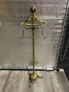 Gentlemens Antique Mcm Vintage Solid Brass Valet W/ Coin Tray NICE FEET BASE - Picture 1 of 13
