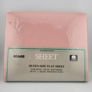 Lenzuolo con angoli Sears Queen size rosa chiaro cotone misto naturale 60x80 in - Foto 1 di 4