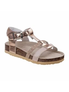 Laura Ashley Rose Gold Sandals Girl Size 3 Cork Sole Sandal Shoes NEW - Picture 1 of 1