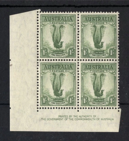 M2191 Australia 1941 SG192 - 1/- grey green in a GOVERNMENT' IMPRINT block of 4 Cover