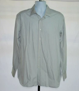 Brioni Herren 100% Baumwolle weiß gestreift Langarm Hemd Gr. L - Bild 1 von 4