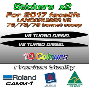 V8 TURBO DIESEL Sticker for 2017-on Landcruiser 76 70 78 79 series bonnet scoop - Picture 1 of 4