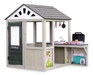 KidKraft Maison de jeu de fête patio en bois avec 11 pièces de nourriture de jeu, pour enfants et parents - Photo 1 sur 3