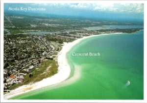 Siesta Key Florida Coastline Aerial View FL Crescent Beach c2000 Postcard - Picture 1 of 2