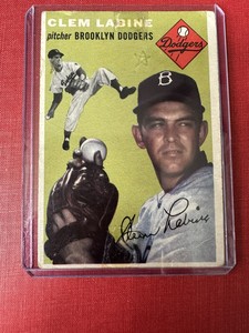 RARE 1954 TOPPS CLEM LABINE BROOKLYN DODGERS BASEBALL CARD #121 100% AUTHENTIC!!
