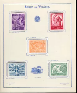 BRAZIL 1945 WWII VICTORY SPECIAL EDITION PROOF ON CARD MH FOUR SCANS - Picture 1 of 4