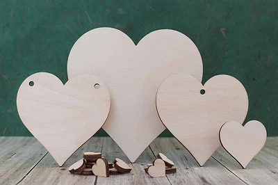 Wooden heart shapes 4mm plywood craft blanks for wedding plaque and pyrography - Image 1 of 4