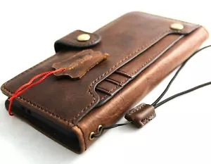 Genuine Leather case for Iphone 16 15 14 13 12 11 Pro Max Wallet Book 16e Xs XR - Picture 1 of 9