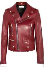 NEW URBAN Women's Genuine Lambskin Leather Jacket Motorcycle Biker Burgundy Coat