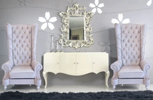 Chair - High Back Chair - Baroque High Back Chair - Light Taupe Chair- Accent - Picture 1 of 3